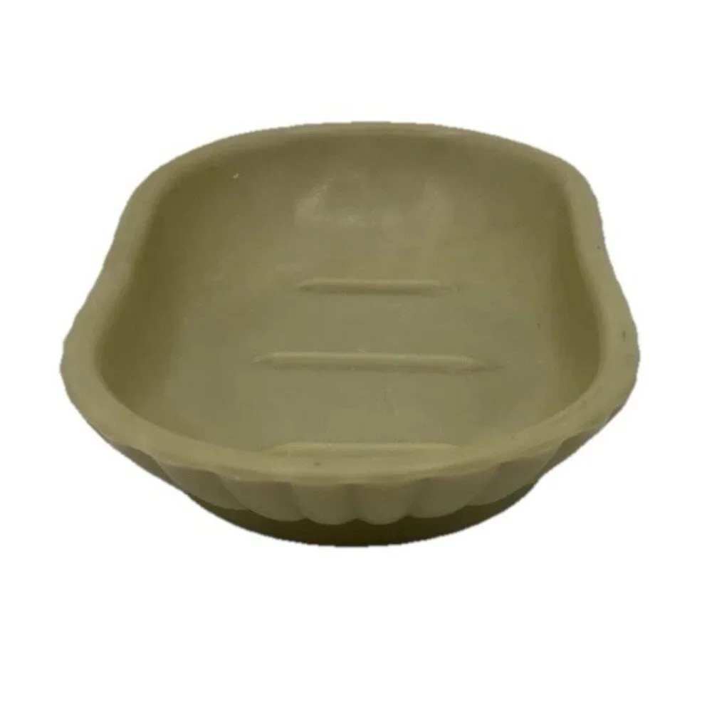 Vintage Plastic Soap Dish Footed Brasscraft Made in USA Tan Beige Retro